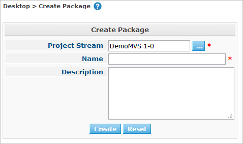 Desktop Packages CreatePackage Create