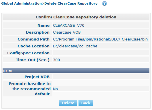 GlobAdm VCR ClearCase Delete