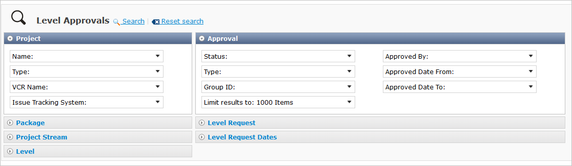 Approvals SearchPanel