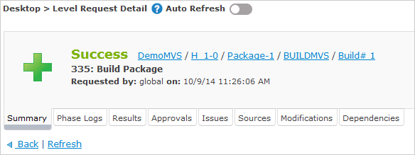Desktop LevelRequests Detailed Summary Status PackageBased