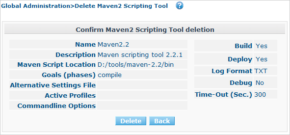 GlobAdm ScriptingTools Maven2 Delete