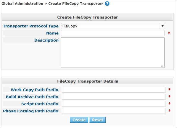 GlobAdm Transporters FileCopy Create