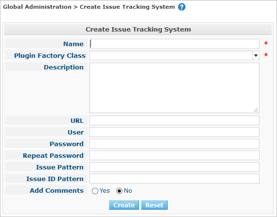 GlobAdmin IssueTracking Create