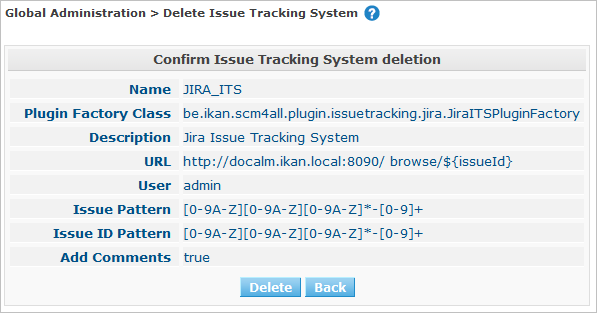 GlobAdmin IssueTracking Delete