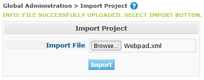 GlobAdmin Project Import Upload