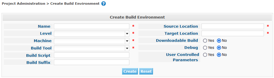ProjAdmin BuildEnv Create