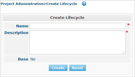 ProjAdmin LifeCycles Create