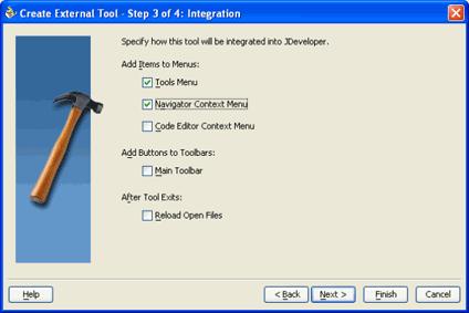 CommandLine JDeveloperCreateExternalToolsStep3Dialog
