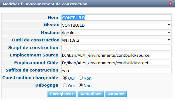 ProjAdmin BuildEnv Edit popup