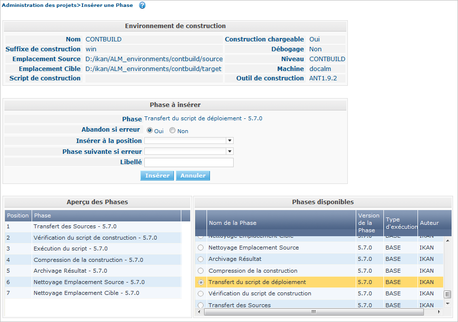 ProjAdmin BuildEnv InsertPhase